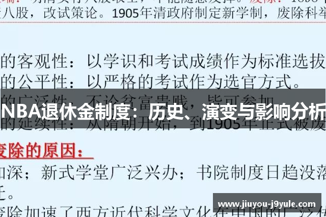 NBA退休金制度：历史、演变与影响分析